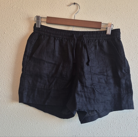 Quince 100% European Linen High Waisted Black Shorts Size Small - Picture 2 of 7